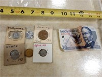 Lot of Various Foreign Coins & Money
