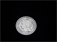 1867 III cent nickel US coin.