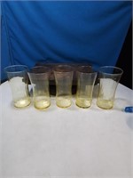 Group of 5 Amber glass ice tea glasses probably