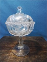 Pattern glass candy compote with lid