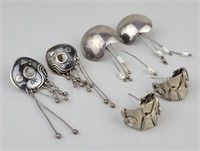 Sterling & Silver Tone Wire Wrap Earrings.