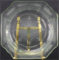 VINTAGE GREEN URANIUM GLASS OCTAGONAL PLATE