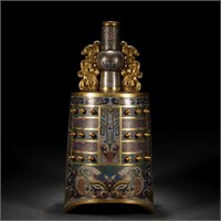 A CHINESE CLOISONNE ENAMEL RITUAL BELL