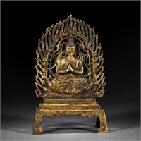 A Chinese Bronze-gilt Seated Buddha