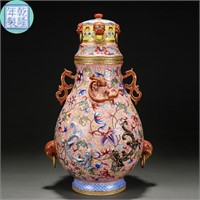 A CHINESE FALANGCAI GLAZE DRAGONS ZUN VASE