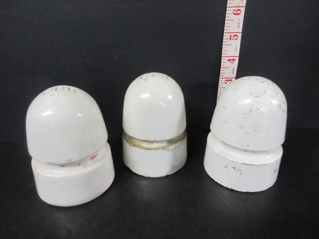 3 ANTIQUE CPR & CNR STAMPED INSULATORS