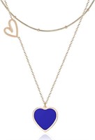 14k Gold-pl. Heart Aquamarine Layered Necklace