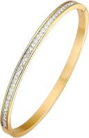 18k Gold-pl 15.60ct White Sapphire Bangle