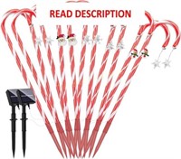 28in Solar Xmas Candy Cane Lights  12pk