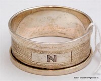 Art Deco  Silver Engine Turned Napkin Ring