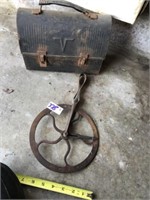 Vintage Lunch Pail & Measuring Wheel