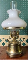 Brass & Milk Glass Electric Oil Lamp