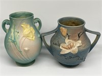 Roseville Pottery Magnolia & Poppy Vases.