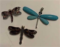 Lot of 3 "Dragonfly" Pins - Costume Jewelry