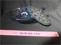 Carnival glass style candy dish w / lid