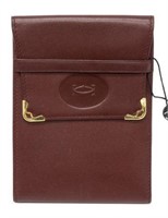 GENTS CARTIER BURGUNDY LEATHER TRI-FOLD WALLET