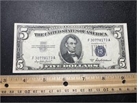 1953 series A $5 blue seal note