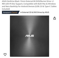 ASUS ZenDrive Black 13mm External 8X DVD/Burner