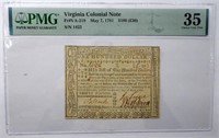 1781 VIRGINIA COLONIAL NOTE PMG 35 VERY FINE