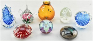 8 Decorative Art Glass Paperweights