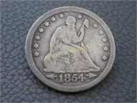 Liberty Seated 1854 Silver Quarter