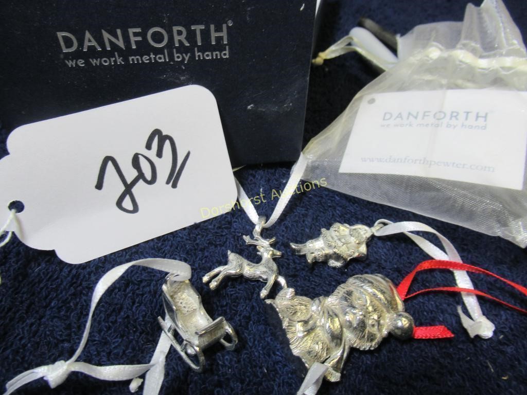 DANFORTH PEWTER ORNAMENTS W/ BOX (5-PIECES)