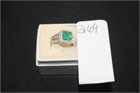 sterling silver emerald diamond ring (display)