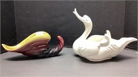 Hull White Swan Planter and Vintage Horn of