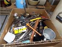 LARGE LOT OF KITCHEN UTENSILS,  THERMOMETER,