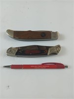 Two three and a half inch lock blade knives