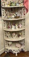 Corner Victorian Wicker Style Shelf and Contents