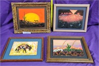 4 1977 WR SMITH FRAMED CANVAS WESTERN PAINTINGS