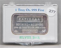 National Refiners 1 oz. Silver Bar .999.
