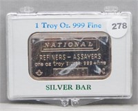 National Refiners 1 oz. Silver Bar .999.
