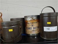 Tin Pails, Canisters, Old Dominion PB Tin