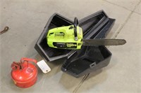 POULAN MICRO CHAINSAW WITH CASE AND GAS CAN