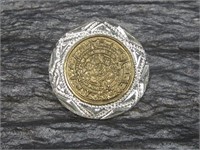 Vtg Sterling Silver Aztec JM L Pin/Pendant