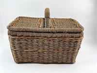 Seagrass & Rattan Vintage Picnic Basket