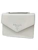 White Saffiano Leather Envelope Flap Purse