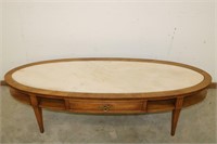 William A Berkey Oval coffee table w/marble insert