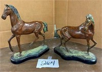 2 Cast Metal Horses