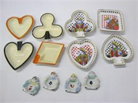 3  Sets of Porcelain  Card Suits Ashtrays