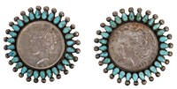 (2) NATIVE AMERICAN PEACE & MORGAN DOLLAR BROOCHES