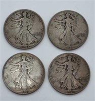 (4) Walking Liberty Half-Dollars (1941-1943)
