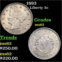 1893 Liberty 5c Grades Select Unc