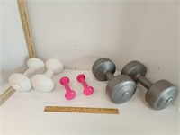 3.3lb White Hand Weights, 1lb Pink Hand Weights,