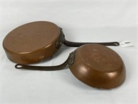 2 Copper & Iron Frying Pans