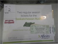 2 Saskatchewan Rush Tickets for April 13th 2019