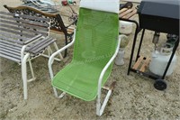 High back patio chair green and white