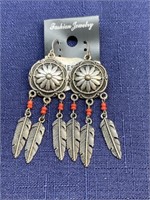 Dreamcatcher like earrings feathers